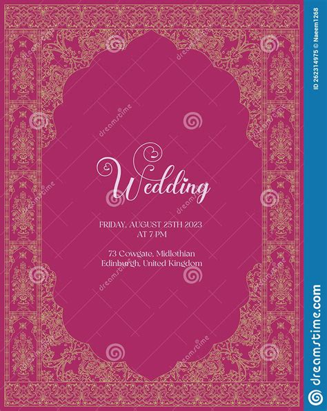 Maroon Color Wedding Invitation Card Template. Wedding Card Design With ...