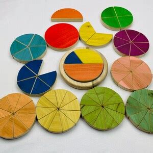 Fraction Kit, Fraction, Math Kit, Homeschool Math, Math Materials, Wooden Fraction Set ...