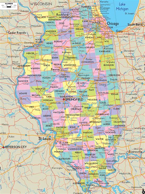 Road Map of Illinois