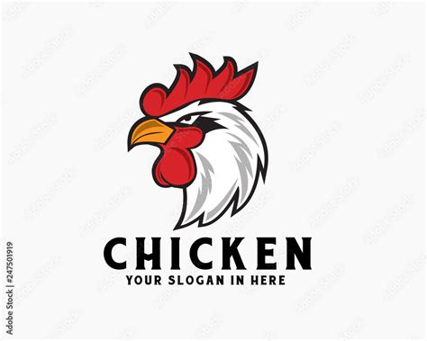 Vector cartoon angry rooster head chicken logo design inspiration Stock ...