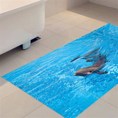 3D Ocean Dolphin Anti Skid Wear Resistant Flooring Stickers Floor Tiles Waterproof Stickers-in ...