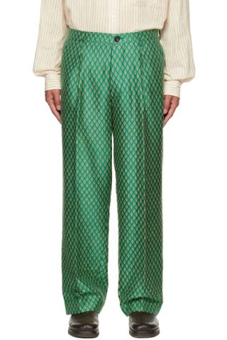 Karu Research: Green Pleated Trousers | SSENSE