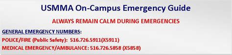 USMMA Emergency Reference Guide | U.S. Merchant Marine Academy