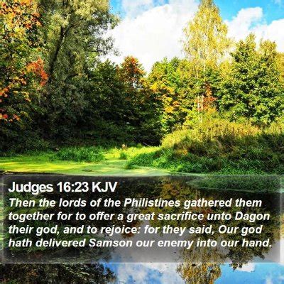 Judges 16 Scripture Images - Judges Chapter 16 KJV Bible Verse Pictures