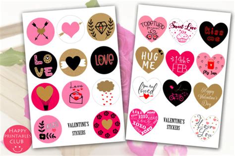 Cute Valentines Day Stickers (Graphic) by Happy Printables Club ...