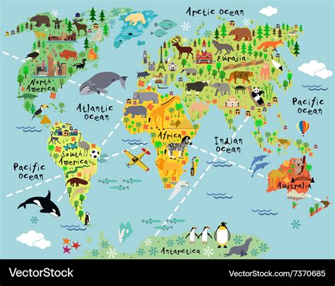 World Map Cartoon and Colorful Posters & Prints nordicid.com