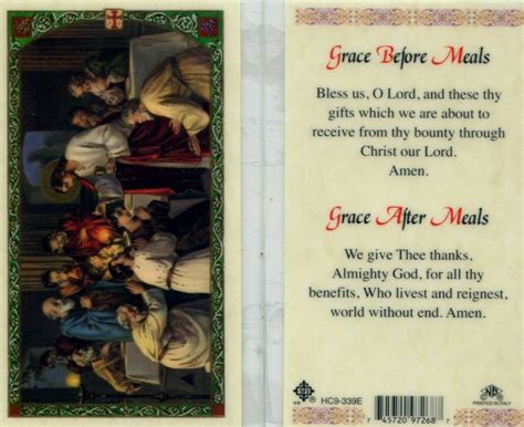 Grace Before and After Meals Prayer Card - Item EB885 - Laminated ...