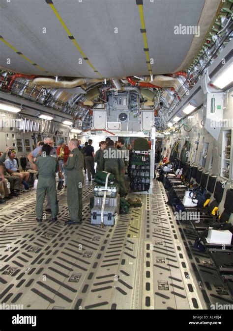 Interior of C130 Military Aircraft on tarmac at McGuire United States ...