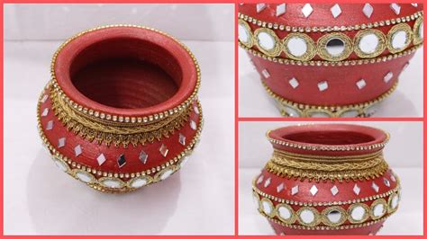 How to Decorate Pot at home I Matki decoration I Indian Festival I Creative Diaries - YouTube