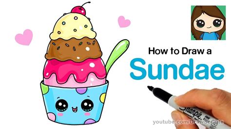 How to Draw an Ice Cream Sundae Easy and Cute | Cute food drawings, Cute drawings, Cute kawaii ...