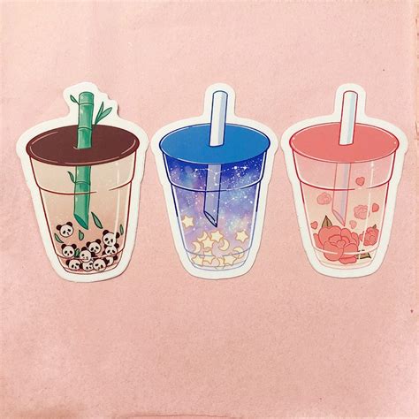 3.5 Inch Kawaii Aesthetic Boba Tea Vinyl Stickers - Etsy