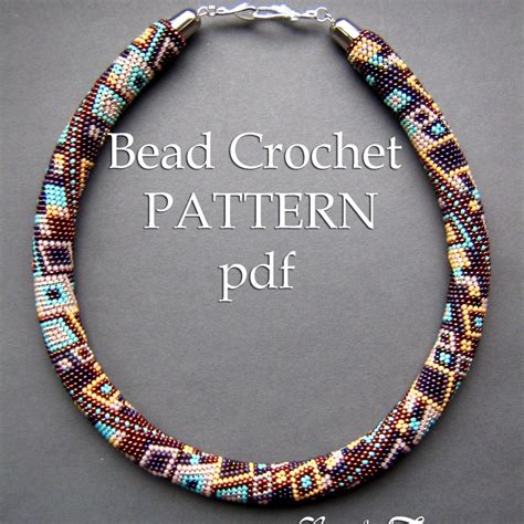 SKYSCRAPER - bead crochet necklace pattern / Bead crochet pattern / Beaded necklace / Bronze ...