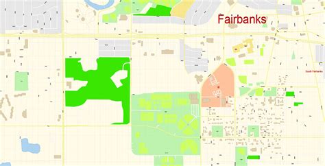 Fairbanks PDF Vector Map large area Alaska US Extra detailed City Plan ...