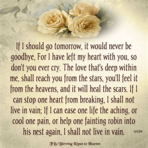 If I should go tomorrow | Gone tomorrow, Angels in heaven, Heartache