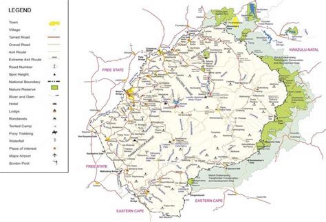 Lesotho road map - Lesotho roads map (Southern Africa - Africa)