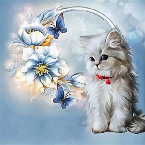 Fast delivery Full 5D Diy Daimond Painting Cat with a flower | Etsy in 2020 | Cat art, Cute ...