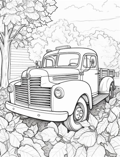 Premium Photo | Coloring pages of old trucks old truck coloring pages coloring pages generative ai