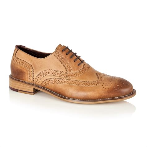 Mens Gatsby Brogue Shoe in Tan leather - London Brogues