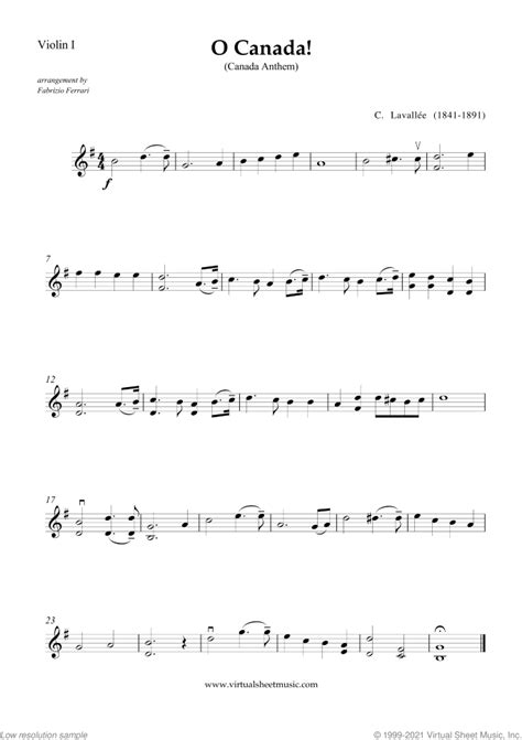 O Canada! sheet music for string quartet (PDF-interactive)