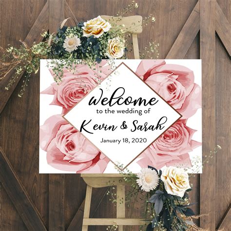 Floral Wedding Welcome Sign