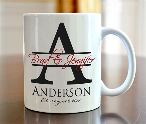 Personalized Coffee Mug Bride and Groom Wedding Large Initial