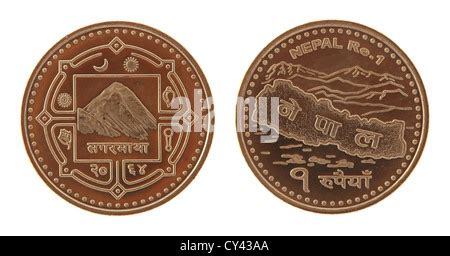 Nepalese rupee coins isolated on white Stock Photo - Alamy