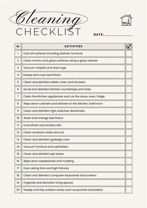 Office Cleaning Checklist Printable