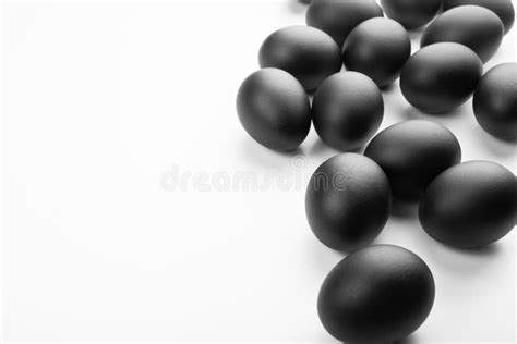 Composition of Black Easter Eggs on a White Background. Easter ...