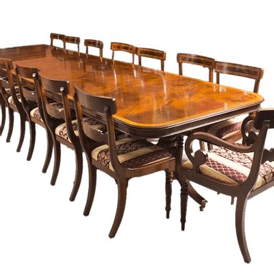 Bespoke 14 ft Three Pillar Mahogany Dining Table and 16 Chairs | Barnebys