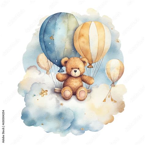 cute bear watercolor illustration, generative AI Stock Illustration ...