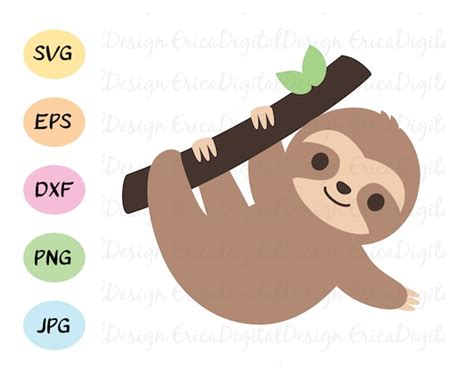 SVG Baby Sloth Cute Hanging Sloth Cut File Slothlife Cuttable - Etsy