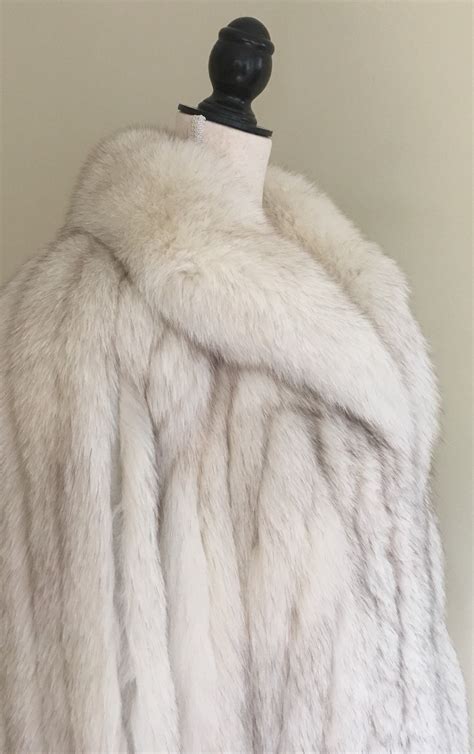 White Fox Fur Coat Jacket Vintage 50s Shillito's Fur Salon Winter Mid Length Coat Women's XS S