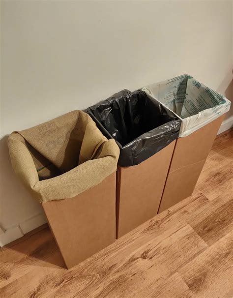 Cardboard Triple Sorting Bin - KarTent | Cardboard, Diy cardboard, Trash bins