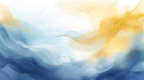 Vector Illustration Of Abstract Blue And Gold Watercolor Brush Strokes Background, Watercolor ...