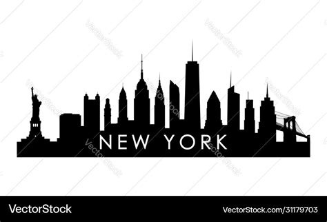 New york skyline silhouette black city Royalty Free Vector