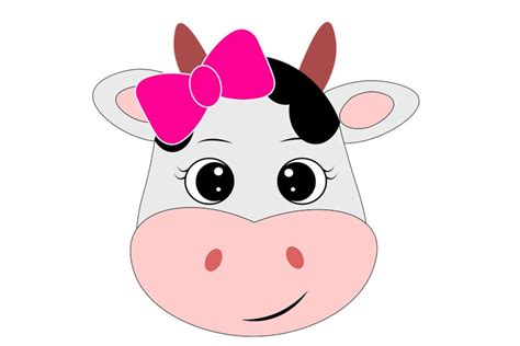 Cow Face Svg With Bow, Cute Cow Svg, Cow Clip Art, Cow Svg Design, Farm Animal Svg, Baby Cow Svg ...