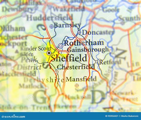 Geographic Map of European Country UK with Sheffield City Stock Image ...