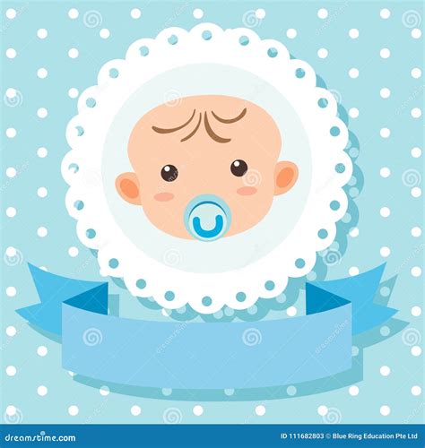 Banner Template with Baby in Blue Stock Vector - Illustration of clip ...