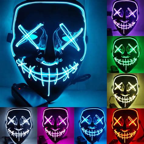 Landlife Halloween Scary LE Wire LED Light Up Masks LED Neon Skull Mask ...