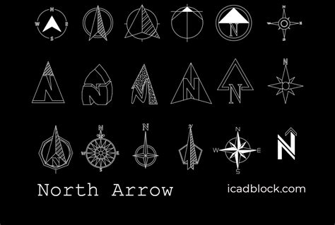 North arrow symbol CAD Block free download - iCADBLOCK