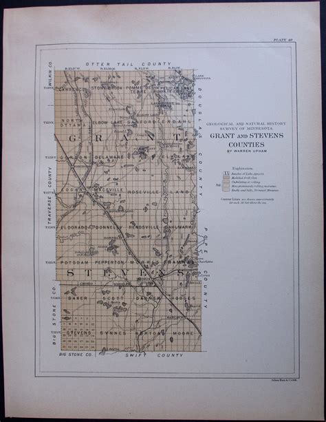 1901 Grant & Stevens County Minnesota MN Herman Morris Hancock Chokio ...