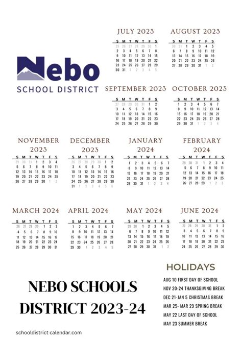 Nebo School District Calendar Holidays 2023-2024