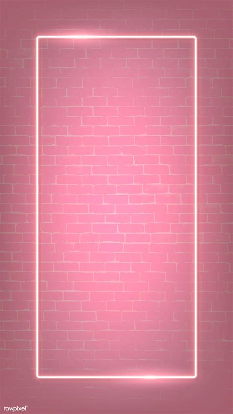 Rectangle pink neon frame on a pink brick wall vector | premium image by rawpixel.com / manotang ...