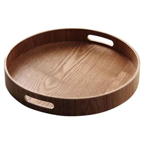 Round Wood Tray W/Handle - 9.8in-13.7in Wide - 3 Sizes Available | Wooden tray, Dinner tray ...