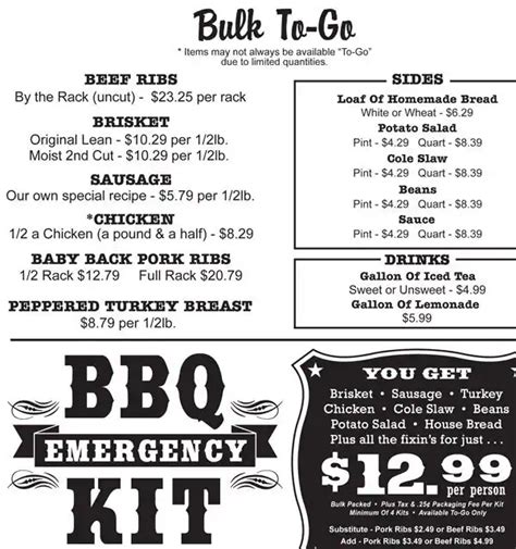 The County Line Barbeque Menu, Menu for The County Line Barbeque, West ...