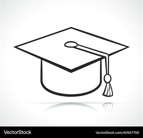 Graduation hat black and white Royalty Free Vector Image