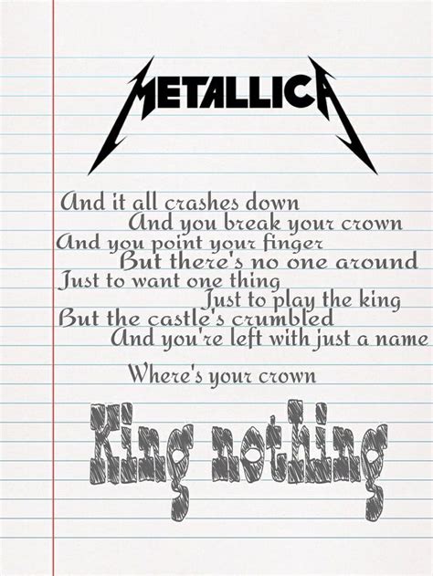 Metallica - King Nothing Metallica Quotes, Metallica Lyrics, Metallica Funny, Papa Roach ...