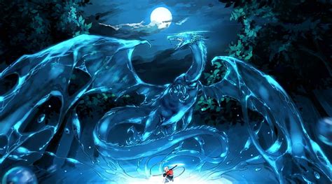 HD wallpaper: dragon, anime, fantasy art, creature, Moon | Wallpaper Flare