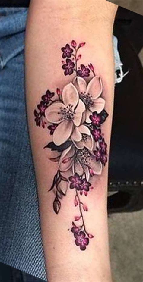 Colorful Tropical Flower Forearm Tattoo Ideas for Women - Traditional Wild Floral Arm Tat - www ...