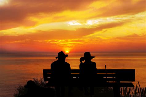 Senior Couple Watching Sunset Free Stock Photo - Public Domain Pictures
